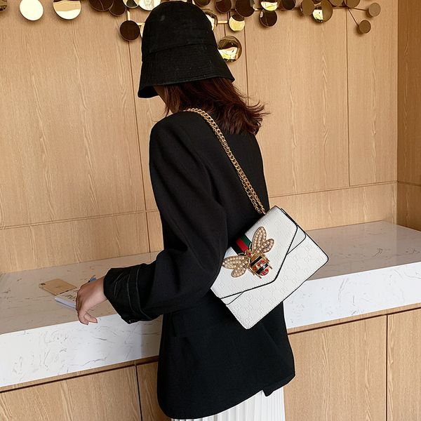 

bag women's versatile bee bag small square single shoulder messenger chain purse