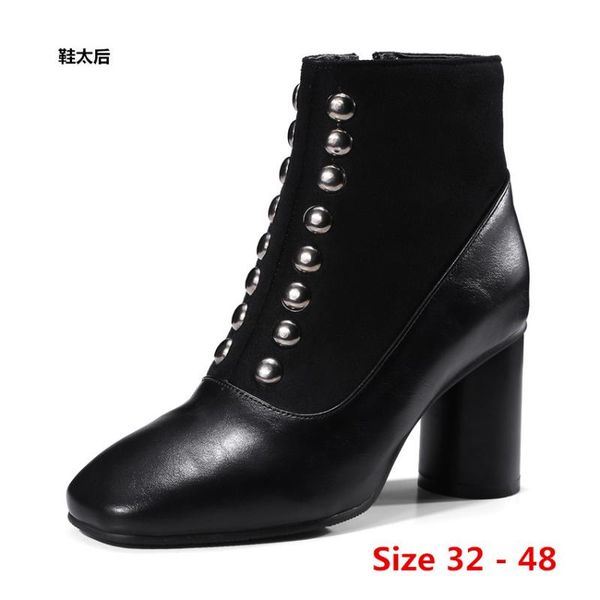 

boots woman high heel heels for women shoes spring autumn ankle booties female small big size 32 - 48, Black