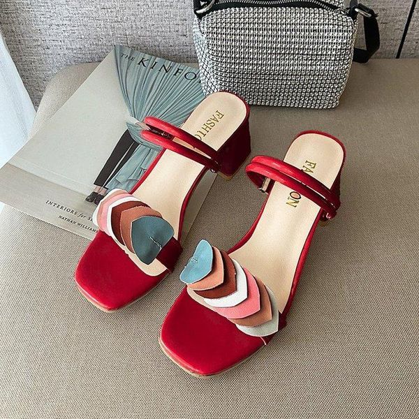 

slippers brand women's sandals and casual fairy style two wear peach heart thick heel large size 43 roman women, Black
