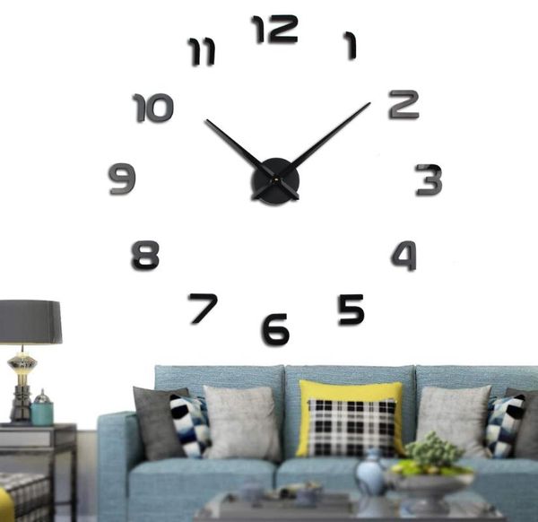 

wall clocks 3d diy large clock modern design decorative europe acrylic stickers living room klok reloj de pared