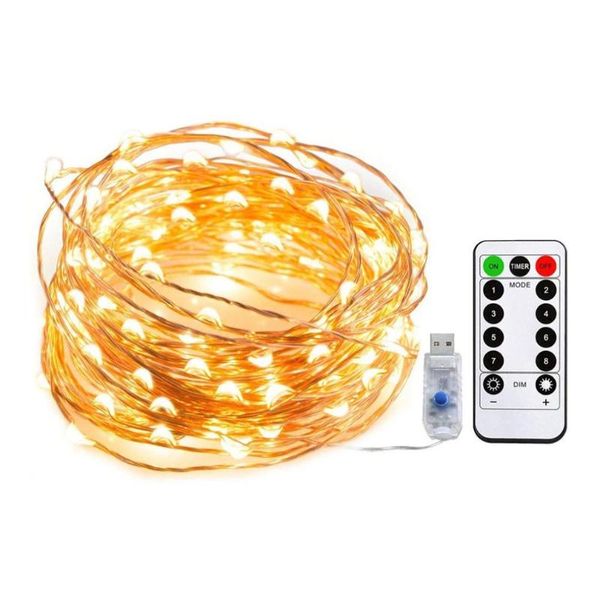 

10m copper wire string lights with remote control outdoor indoor decorations for wedding party home garden bedroom strings led