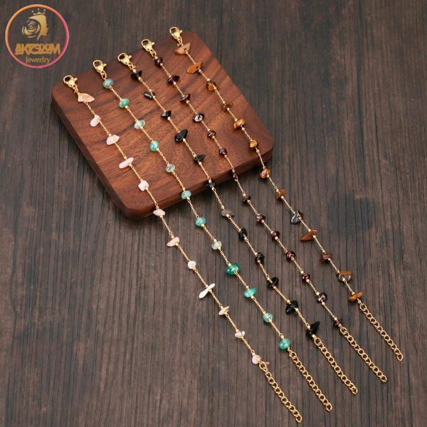 

link, chain akizoom lucky colorful stone bracelet for women link handmade crystal gravel charms vintage fashion jewelry family gift, Black