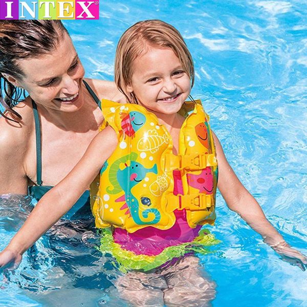 

intex59661 children's inflatable swimming water life jacket thickened vest suitable for 3-6 years old buoy, Blue