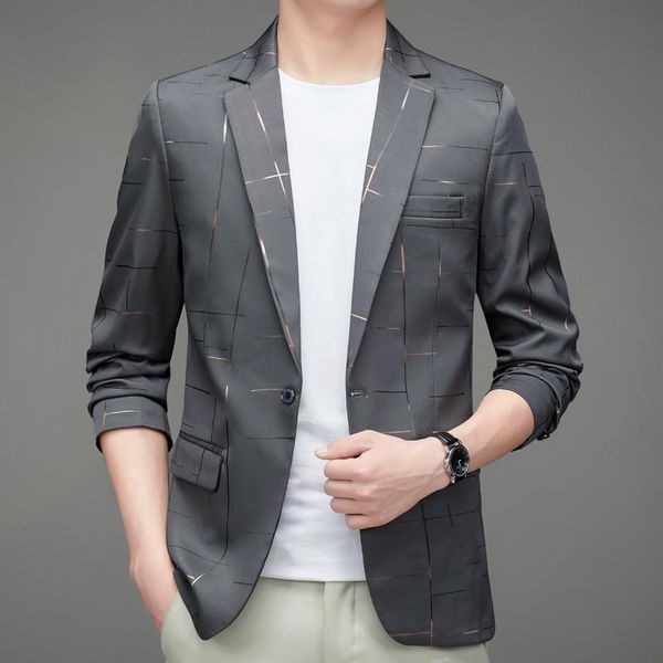 

men's suits & blazers 2021 business casual suit jacket spring fashion pure cotton banquet wedding printing slim british plaid 4xl, White;black