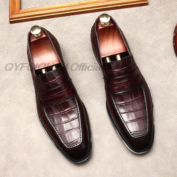 

dress shoes handmade mens fashion wedding summer genuine leather square head slip on oxford black brown formal shoe z9fn