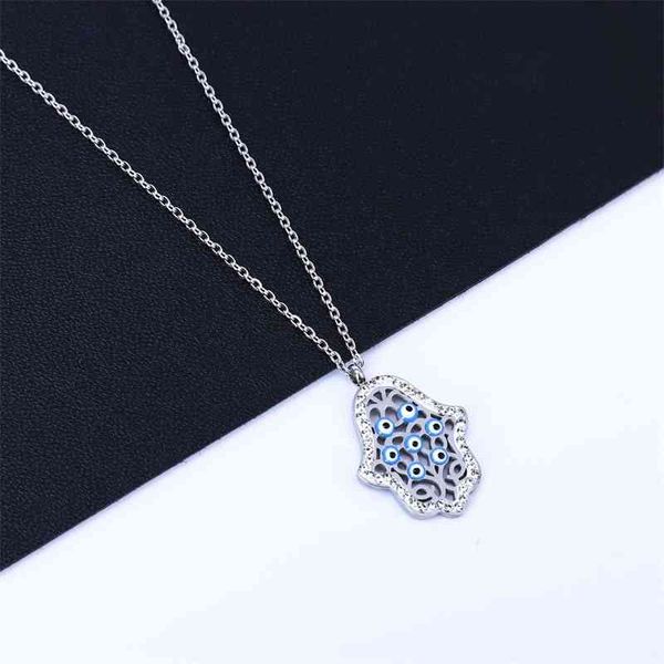 

new stainless steel oil dripping eyes temperament necklace clavicle chain small crowd super a net red ins style, Silver