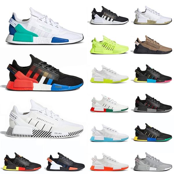 

fashion sneakers nmd r1 v2 for mens womens running sport shoes dazzle camo white paris core blacl carbon bright volt outdoor trainers