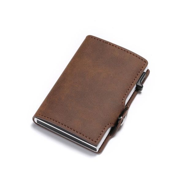 

card holders vintage wind horse leather aluminum bag purse, Brown;gray