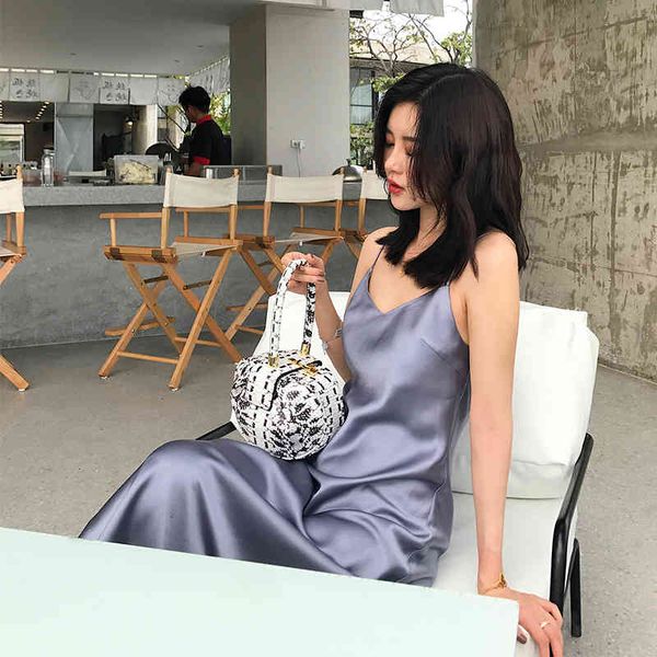 

dresses summer women backless ice silk smooth strap casual solid color sleeveless beach party club qq3c kk30, Black;gray