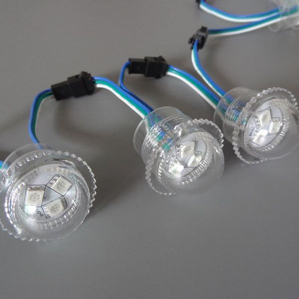 

200pcs dc12v 3 leds ws2811 26mm diameter transparent /milky cover led module point light smd rgb pixel waterproof ip68 modules