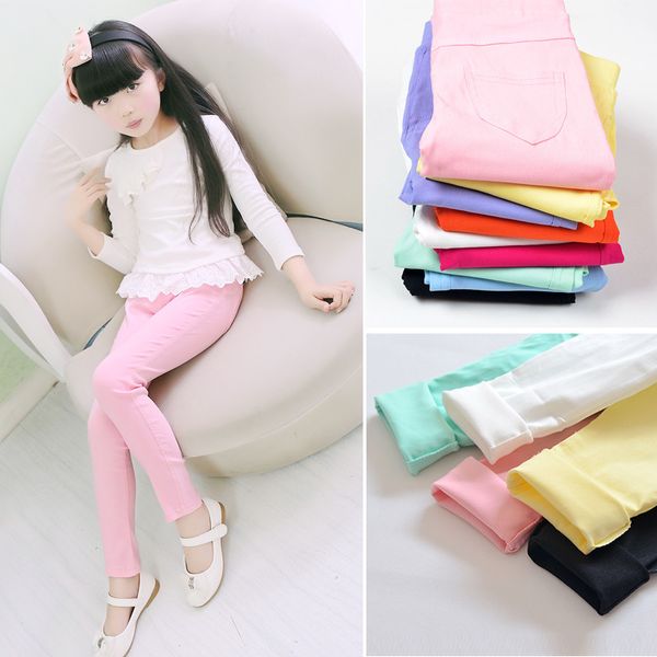 Leggings Collant Girls Girls Pants Elestm Vita Bambini Bambini Jeans Colore Candy Color Causal per leggings 1566 B3