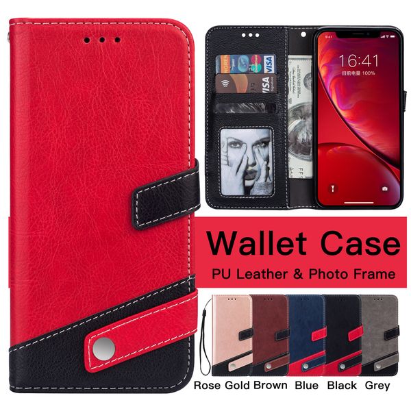 

wallet phone cases for iphone 12 mini 11 pro x xr xs max 7 8 plus litchi texture stitching pu leather flip stand cover case