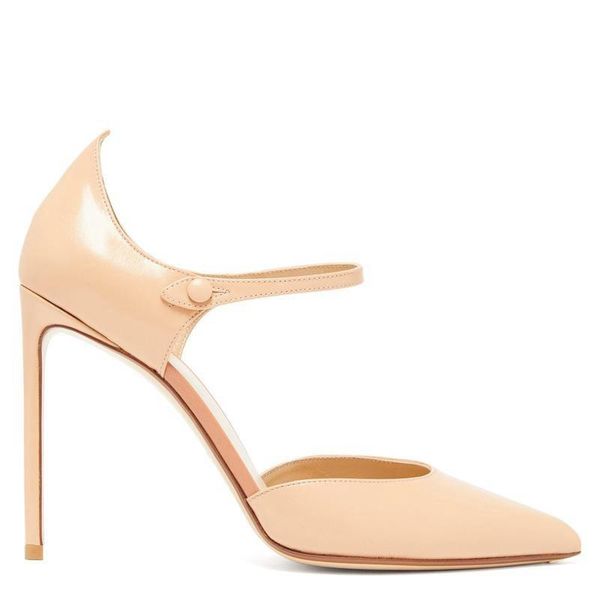 

spring and summer pointed toe hollow buckle stiletto banquet dress single shoes custom large size prom female sandals, Black