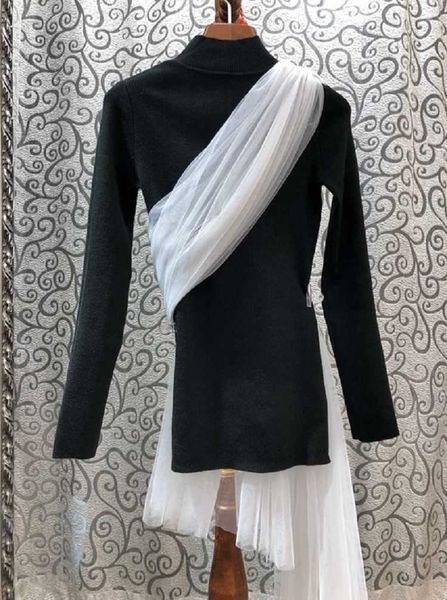 

women's sweaters sweaters spring fashion pullovers women hollow out front white mesh patchwork long sleeve black ju p1mo, White;black