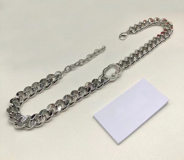 

fashion initial choker necklace bijoux chains for lady mens womens party wedding lovers gift jewelry with box, Silver
