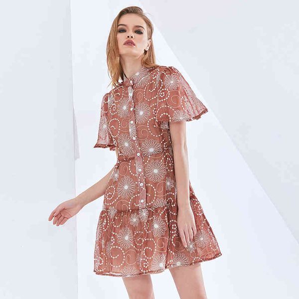 

dresses print perspective summer for women short sleeve high waist elegant oversized es 2021 womens clothing, Black;gray