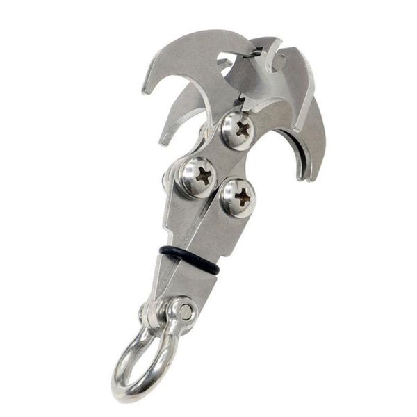

stainless steel survival folding grappling hook outdoor climbing claw multifunctional carabiner travel rescue tool cords, slings and webbing