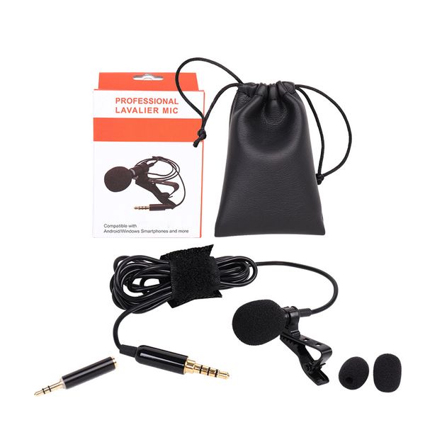 1,5 м Всенаправленного металла Metal Metal Microphone 3.5 мм Джек Lavalier Teb Clib Microphones Mini Audio Mic для камеры Компьютерные телефоны ноутбуки