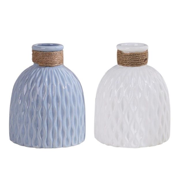 

vases 2pcs ceramic corrugated ripple plant flower