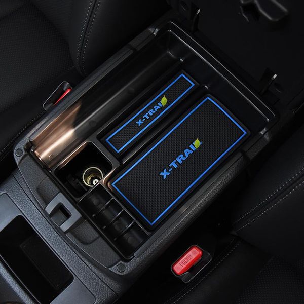 

car organizer central armrest storage box stowing tidying container console groove slot mat for xtrail x trail t32 2014-2021 auto