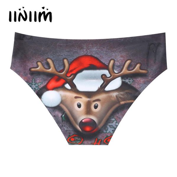 

underpants reindeer printed briefs underwear for mens swimwear swimsuit panties christmas gift stretchy low waist, Black;white