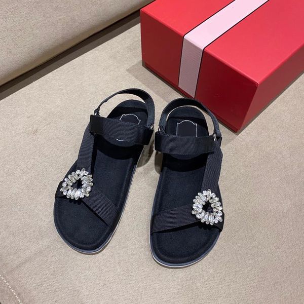 

sandals kmeioo leisure shoes woman ankle strap jewel platform flats shoe open toe rhinestone basic, Black