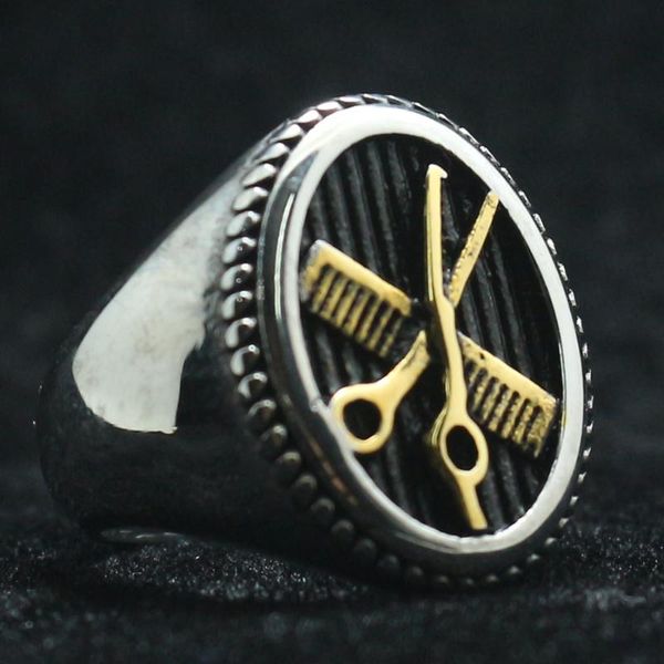 

cluster rings 316l stainless steel scissors fashion ring est, Golden;silver