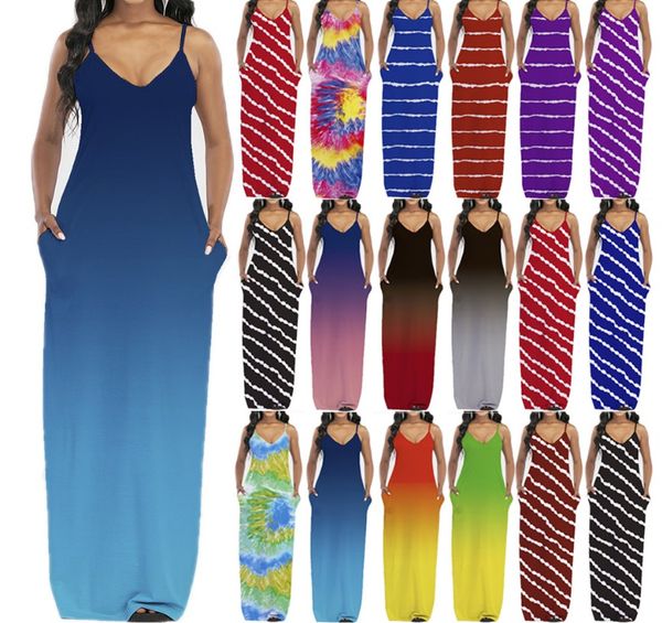 

women casual loose bohemian print dresses spaghetti strap long summer beach swing dress s-2xl, Black;gray