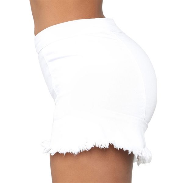 

net red women's elastic lace low waist hip lifting denim shorts, Blue