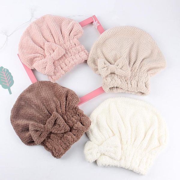 

shower caps dry hair cap home bathroom supplies cute tie with bow wrapped microfiber for girls drop