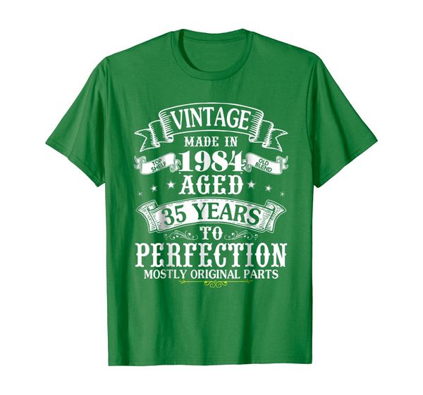 

vintage made in 1984 aged 35 years to perfection parts shirt, White;black