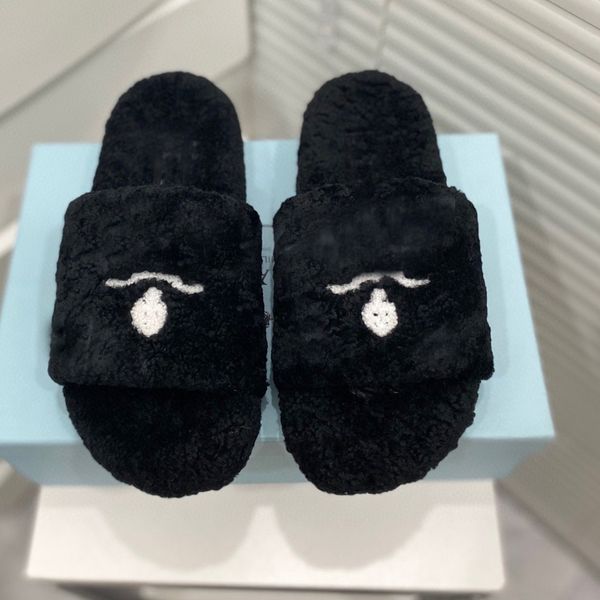 

winter men cartoon slippers l bedroom fashion lazy black white letter women designer shoes flat lady 100% keep warm wool flops