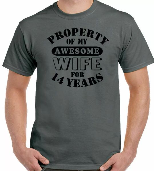 

my amazing wife mens funny 14th wedding anniversary shirt 14 year, White;black