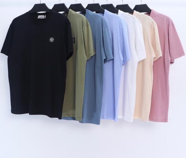 

men's clothing short sleeve big kids t-shirts tees polos mens summer simple icon cotton casual solid color t-shirt men fashion by1730, Blue