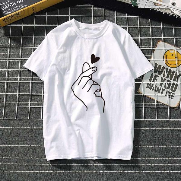 

women's t-shirt harajuku love t shirt women feminina ladies than heart ulzzang graphic shirts studen 2021 summer femme clothes, White