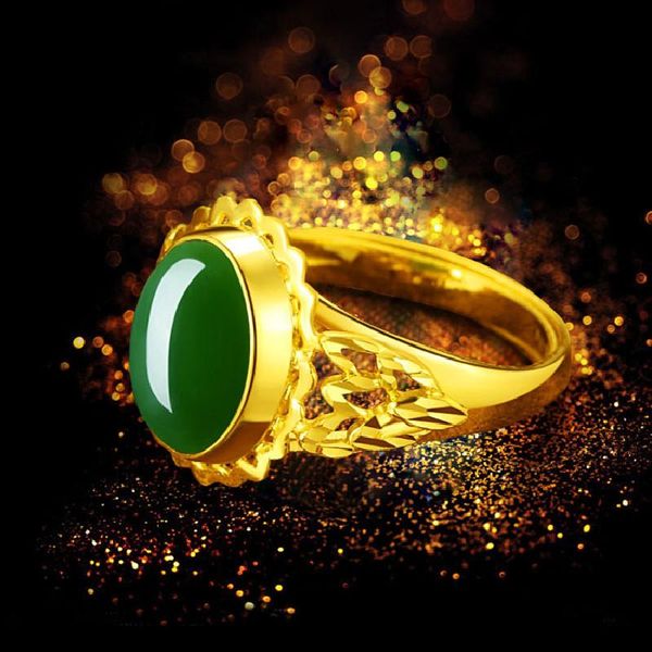 

cluster rings 2021 female ring gold inlaid jade wedding jewelry mother hetian jasper gold-plated, Golden;silver