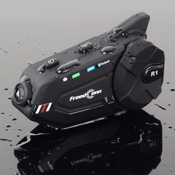 

bluetooth intercom motorcycle conn r1 plus waterproof hd mirror 1080p video 6 riders at the same time wi