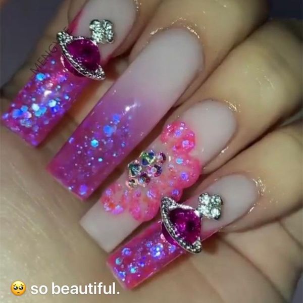 

nail art decorations 10pcs planet purple 3d rhinestones designer charm gems kawaii nails manicure decoration accessories, Silver;gold
