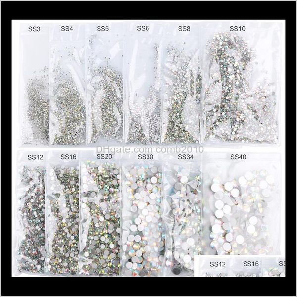 Crystal ab planil traseiro stromestone Decora￧￣o de unhas SS3-SS50 3D Vidro Nail Art Rhinestones mixed unhas Stones acess￳rios Ig1tv wyzqx