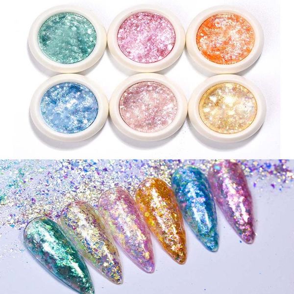 

nail glitter spring opal powder art diy polarized dreamy shine ultra-thin ice crystal cloud brocade edelweiss pollen, Silver;gold