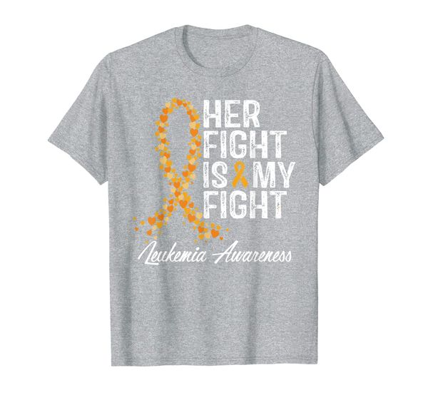 

leukemia awareness tshirt her fight is my fight blood cancer t-shirt, White;black