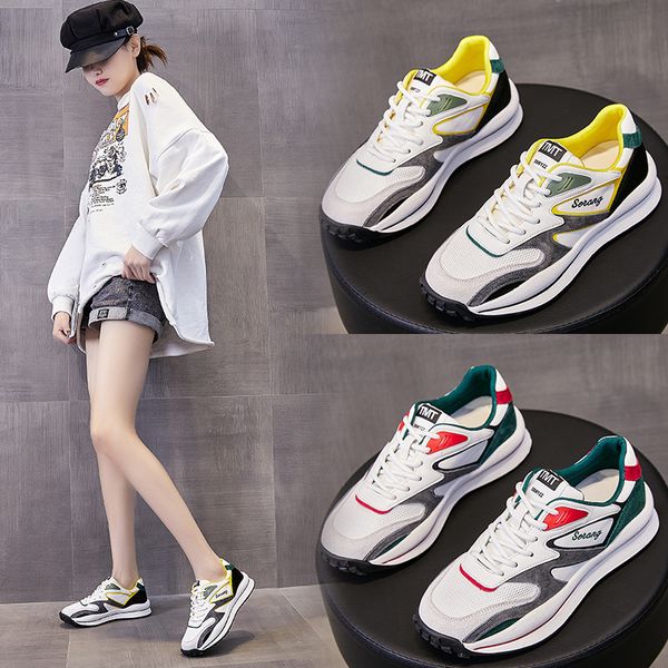 

forrest gump shoes female 2021 spring leather small white student running color matching sports leisure dad children, Black;white