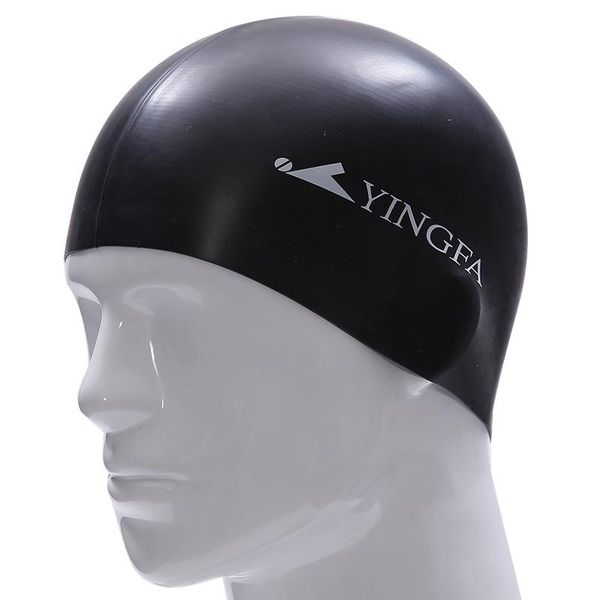 

children swim caps 2021 waterproof pu fabric pure color cap long hair ears protection hat sports pool swimming