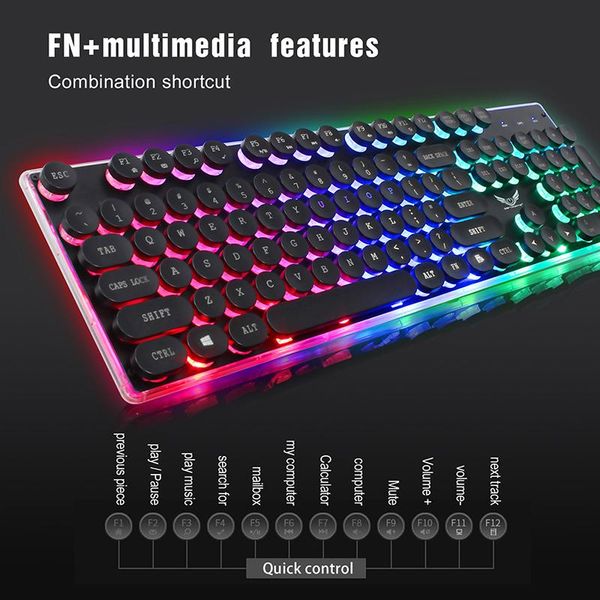 

eshowee gaming keyboard and mouse set retro backlit game usb wired for pc lapkeyboards