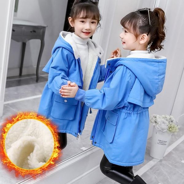 

home fashion winter girls even han edition cuhk cotton-padded jacket tong hat add wool coat, Blue;gray