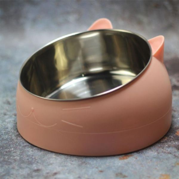

1.5l tainless steel pet neck guard tilt bowl cute travel bowls for cat dog cats & feeders
