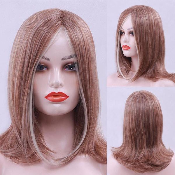 

synthetic wigs sinuo short wavy for black women reddish brown highlight cosplay hair perruque natural daily heat resistant fiber