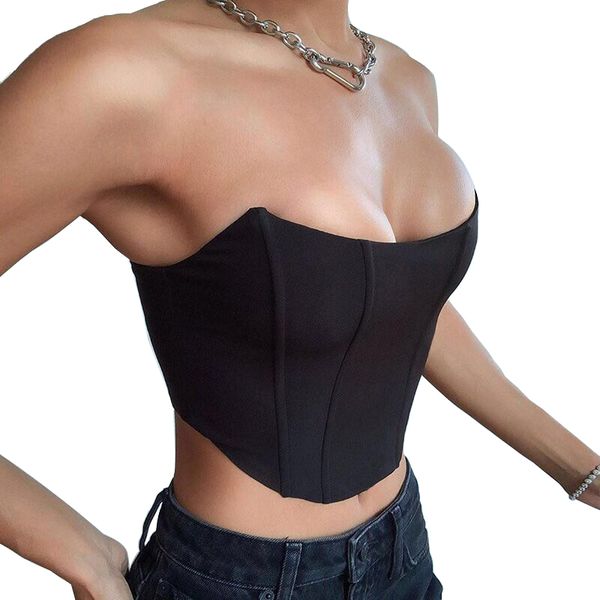 

women tanks sleeveless off shoulder camis velvet fashion corset crop vest underwear backless bustier top, White