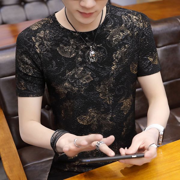 

men's polo shirt overseas short sleeve and base korean fashion t- printed ice thin summer, White;black
