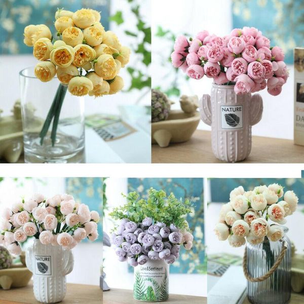 

artificial bouquet 27 head rose silk flowers fake leaf wedding flower bridal bouquets party decor home festive decorative & wreaths